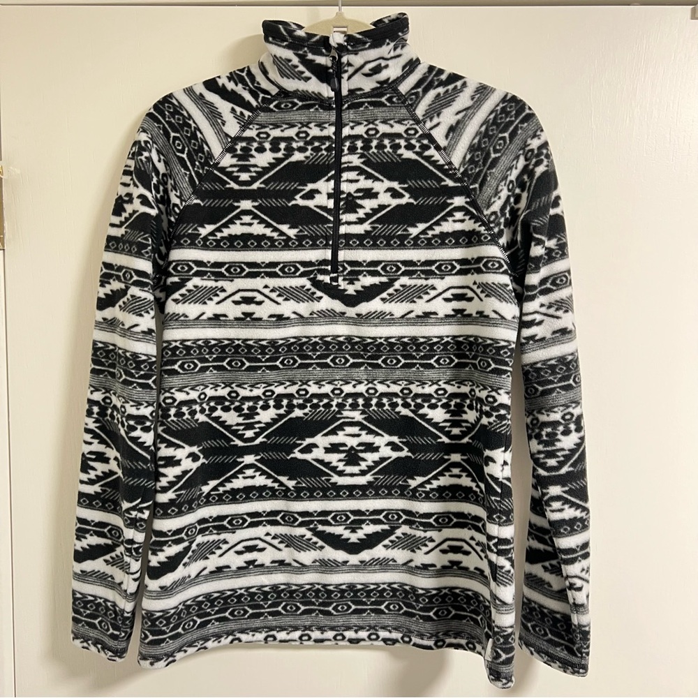 Eddie Bauer Black & White Quarter Zip Pullover Women's Fleece Sweater, Small - Picture 5 of 11